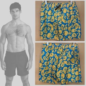 Ohennea Smiley Face Swim Trunks Small 6" inseam Gently worn 100% polyester